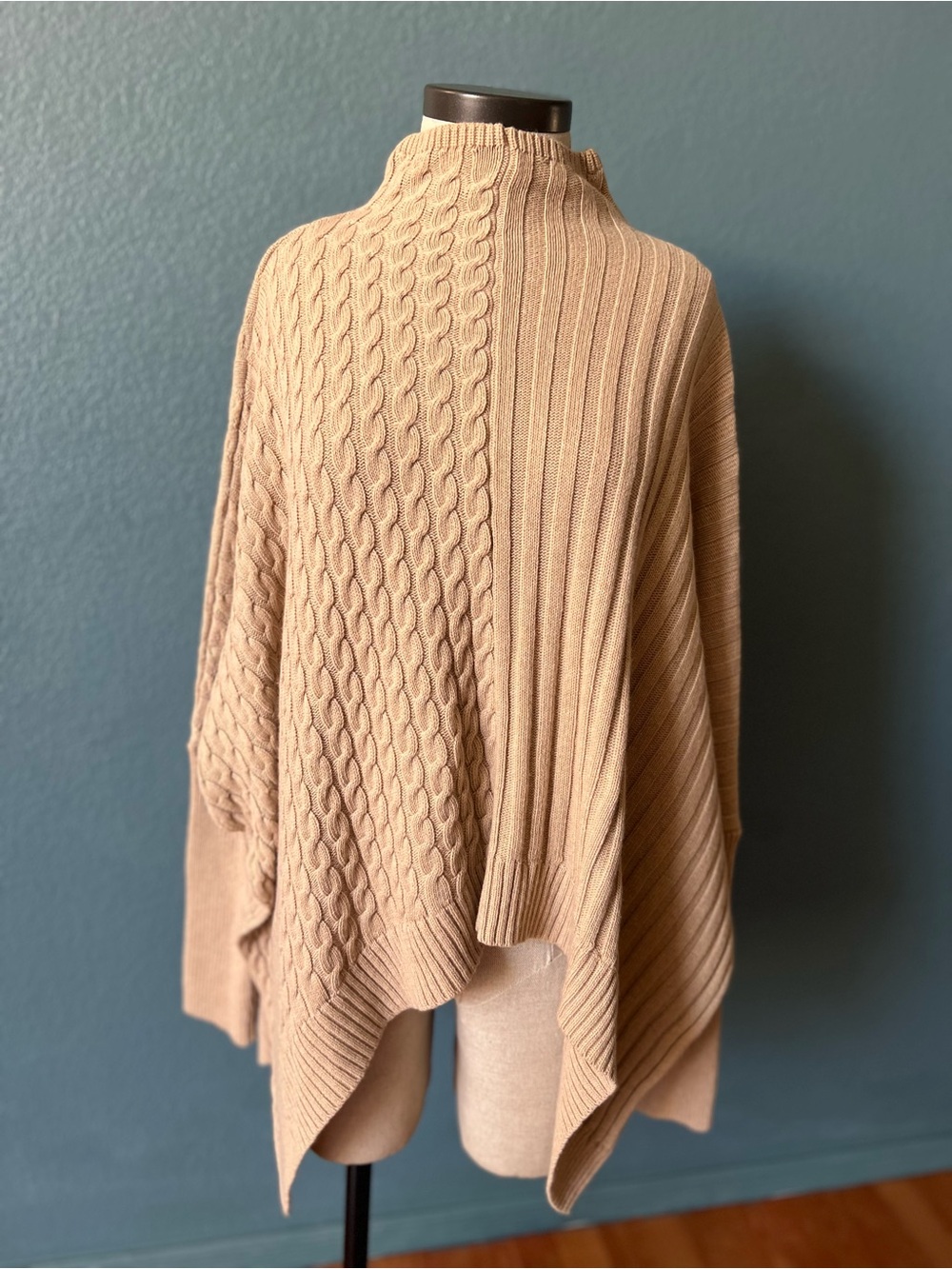 Ted Baker Funnel Neck Cable-Knit long sleeve Poncho style oversized sweater